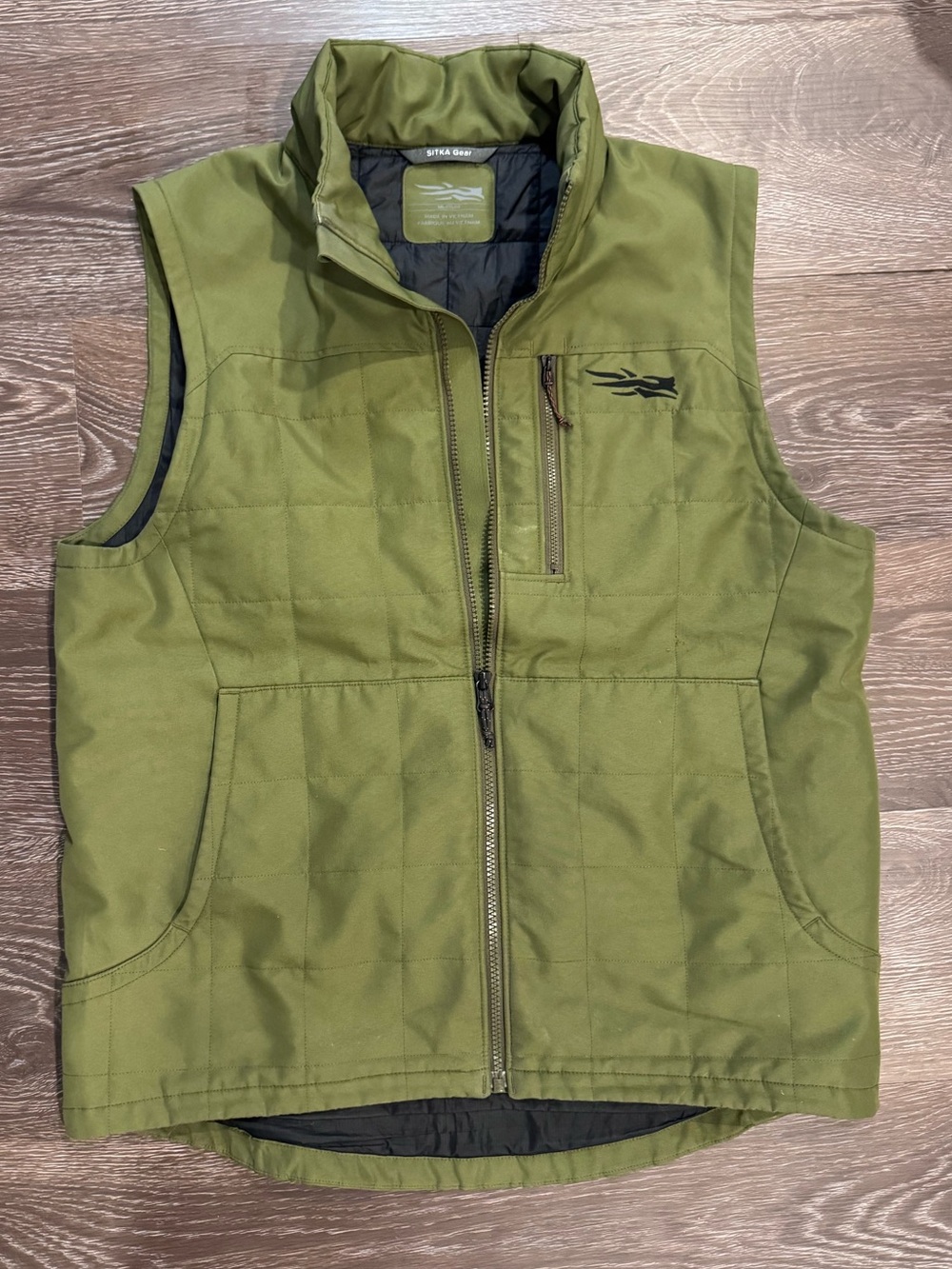 Sitka Gear Olive Green Grindstone Work Quilted Zip Vest